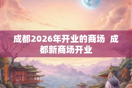 成都2026年开业的商场 成都新商场开业 成都2026年开业的商场 成都新商场开业