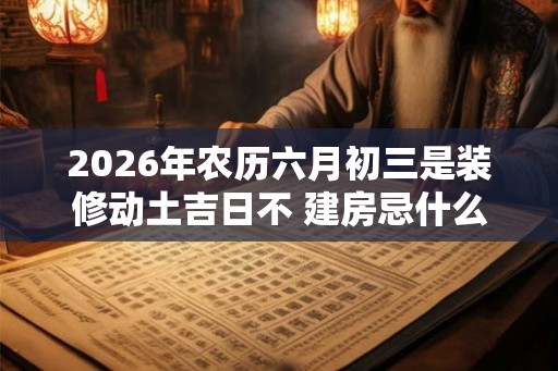 2026年农历六月初三是装修动土吉日不 建房忌什么日子