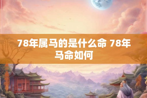78年属马的是什么命 78年马命如何