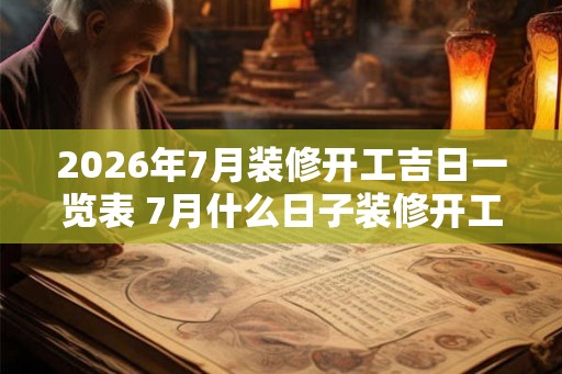 2026年7月装修开工吉日一览表 7月什么日子装修开工吉利