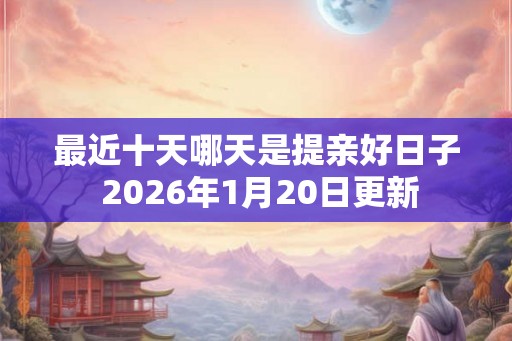 最近十天哪天是提亲好日子 2026年1月20日更新