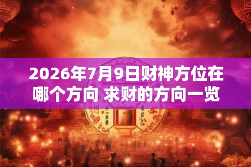 2026年7月9日财神方位在哪个方向 求财的方向一览