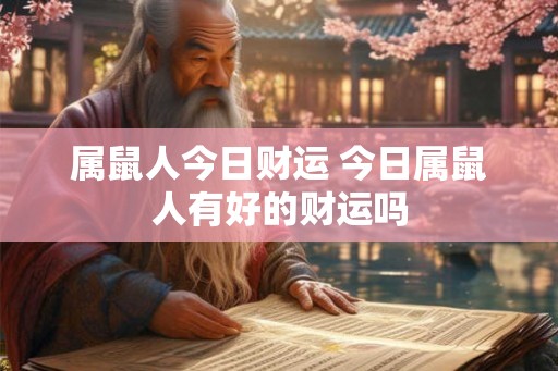 属鼠人今日财运 今日属鼠人有好的财运吗