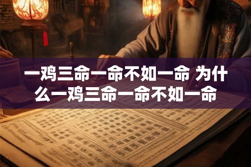 一鸡三命一命不如一命 为什么一鸡三命一命不如一命