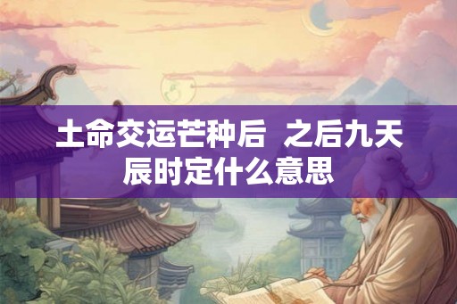 土命交运芒种后  之后九天辰时定什么意思