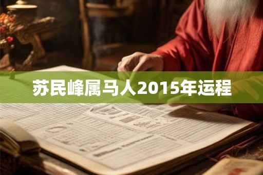 苏民峰属马人2015年运程 苏民峰属马人2015年运程