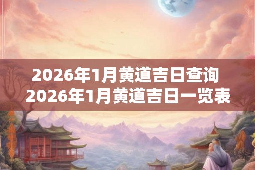 2026年1月黄道吉日查询 2026年1月黄道吉日一览表
