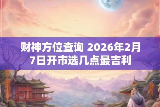财神方位查询 2026年2月7日开市选几点最吉利 财神方位查询 2026年2月7日开市选几点最吉利