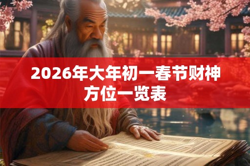 2026年大年初一春节财神方位一览表