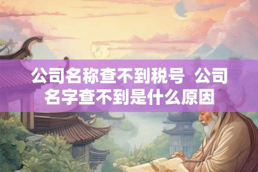 公司名称查不到税号  公司名字查不到是什么原因