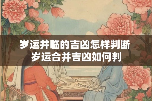 岁运并临的吉凶怎样判断 岁运合并吉凶如何判