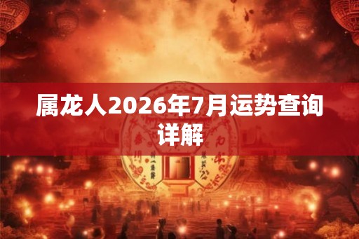 属龙人2026年7月运势查询详解 属龙人2026年7月运势查询详解