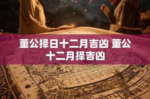 董公择日十二月吉凶 董公十二月择吉凶