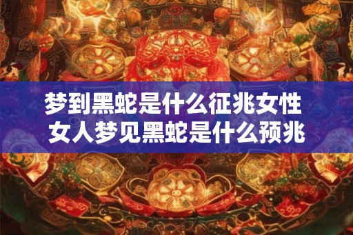 梦到黑蛇是什么征兆女性 女人梦见黑蛇是什么预兆 梦到黑蛇是什么征兆女性 女人梦见黑蛇是什么预兆