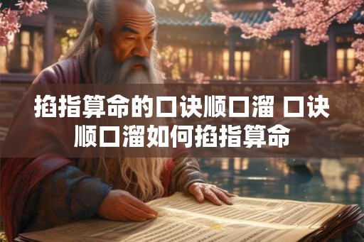 掐指算命的口诀顺口溜 口诀顺口溜如何掐指算命 掐指算命的口诀顺口溜 口诀顺口溜如何掐指算命