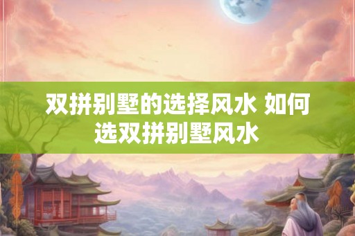 双拼别墅的选择风水 如何选双拼别墅风水