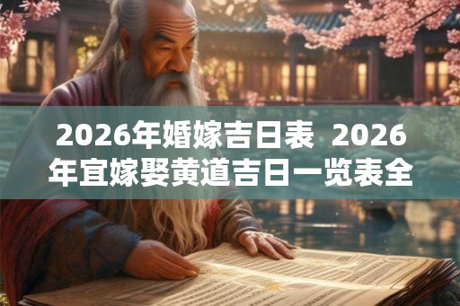 2026年婚嫁吉日表 2026年宜嫁娶黄道吉日一览表全年 2026年婚嫁吉日表 2026年宜嫁娶黄道吉日一览表全年