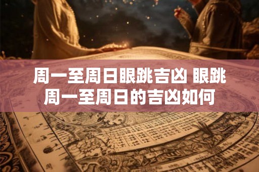 周一至周日眼跳吉凶 眼跳周一至周日的吉凶如何