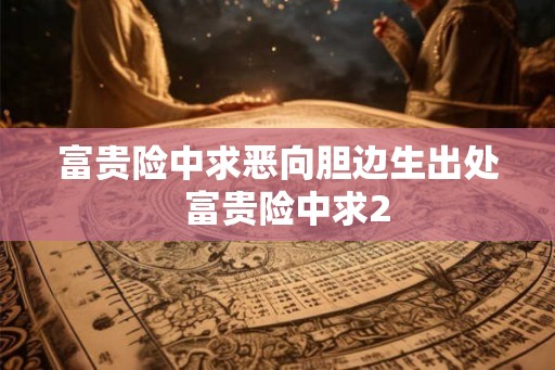 富贵险中求恶向胆边生出处  富贵险中求2