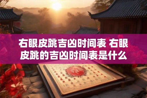 右眼皮跳吉凶时间表 右眼皮跳的吉凶时间表是什么