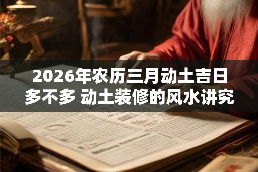 2026年农历三月动土吉日多不多 动土装修的风水讲究