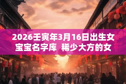 2026壬寅年3月16日出生女宝宝名字库  稀少大方的女孩名字