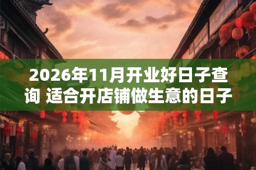 2026年11月开业好日子查询 适合开店铺做生意的日子