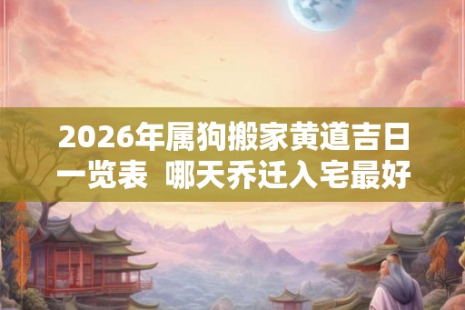 2026年属狗搬家黄道吉日一览表  哪天乔迁入宅最好