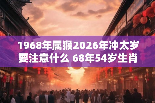 1968年属猴2026年冲太岁要注意什么 68年54岁生肖猴逢虎年运势如何 1968年属猴2026年冲太岁要注意什么 68年54岁生肖猴逢虎年运势如何