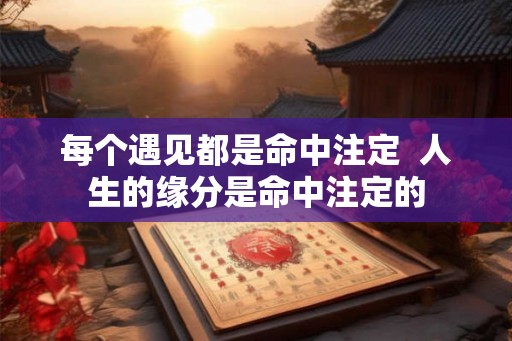每个遇见都是命中注定  人生的缘分是命中注定的