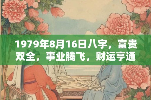1979年8月16日八字，富贵双全，事业腾飞，财运亨通！