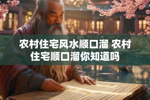 农村住宅风水顺口溜 农村住宅顺口溜你知道吗