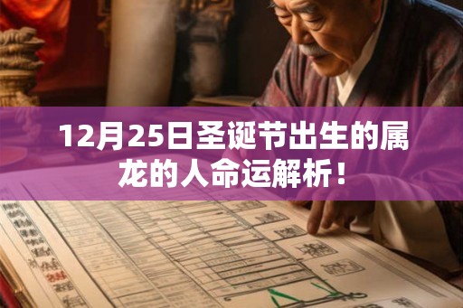 12月25日圣诞节出生的属龙的人命运解析！