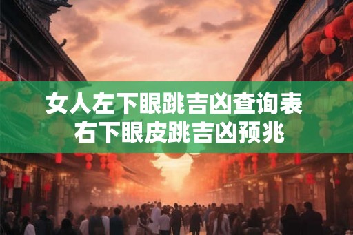 女人左下眼跳吉凶查询表  右下眼皮跳吉凶预兆