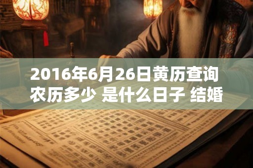 2016年6月26日黄历查询 农历多少 是什么日子 结婚吉时