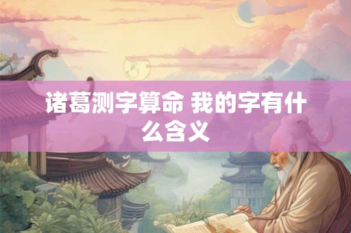 诸葛测字算命 我的字有什么含义