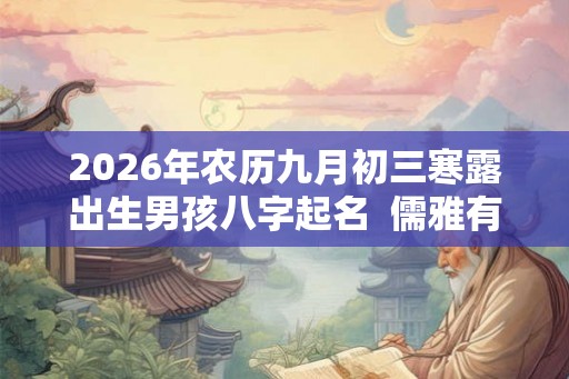 2026年农历九月初三寒露出生男孩八字起名  儒雅有深意的名字