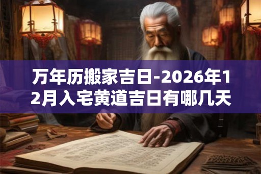 万年历搬家吉日-2026年12月入宅黄道吉日有哪几天