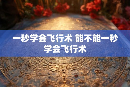 一秒学会飞行术 能不能一秒学会飞行术