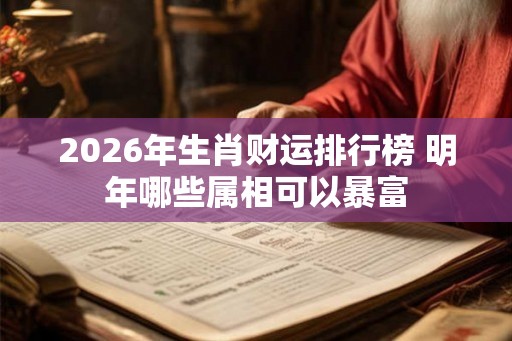 2026年生肖财运排行榜 明年哪些属相可以暴富