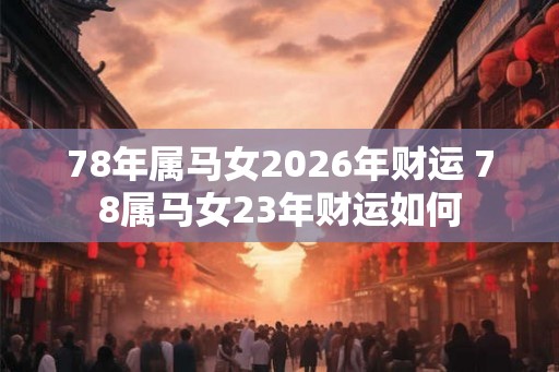 78年属马女2026年财运 78属马女23年财运如何