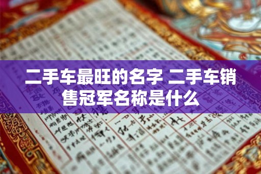 二手车最旺的名字 二手车销售冠军名称是什么