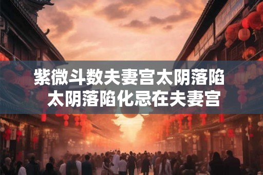 紫微斗数夫妻宫太阴落陷  太阴落陷化忌在夫妻宫