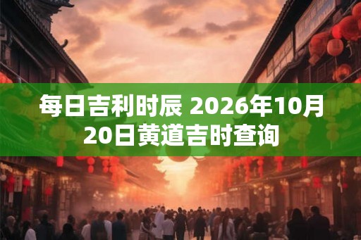 每日吉利时辰 2026年10月20日黄道吉时查询