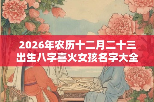 2026年农历十二月二十三出生八字喜火女孩名字大全