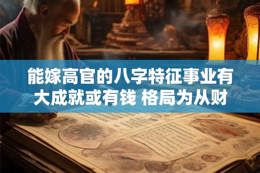 能嫁高官的八字特征事业有大成就或有钱 格局为从财格者 能嫁高官的八字特征事业有大成就或有钱 格局为从财格者