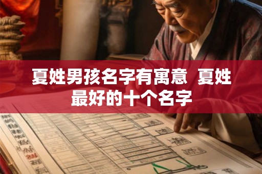 夏姓男孩名字有寓意  夏姓最好的十个名字