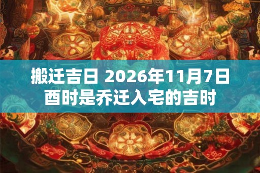 搬迁吉日 2026年11月7日酉时是乔迁入宅的吉时