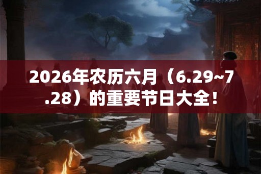 2026年农历六月（6.29~7.28）的重要节日大全！