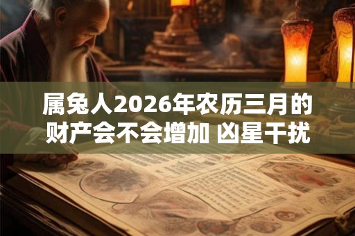 属兔人2026年农历三月的财产会不会增加 凶星干扰有所下滑 属兔人2026年农历三月的财产会不会增加 凶星干扰有所下滑